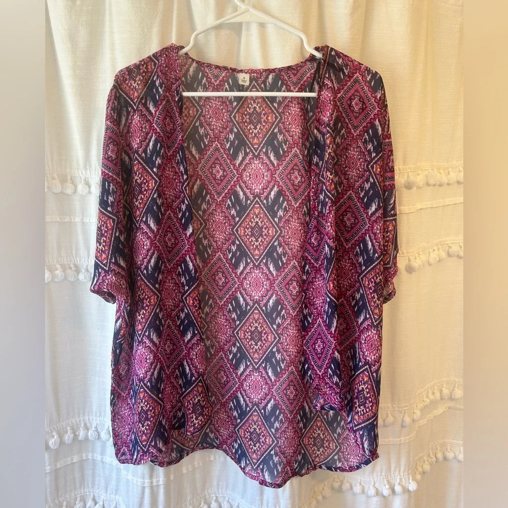 Belk kimono sheer pink purple orange size S